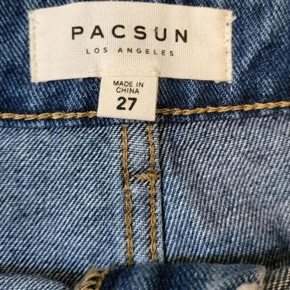 Pacsun Raw Hem Blue Denim Jean Mini Skirt(27) - Picture 7 of 8